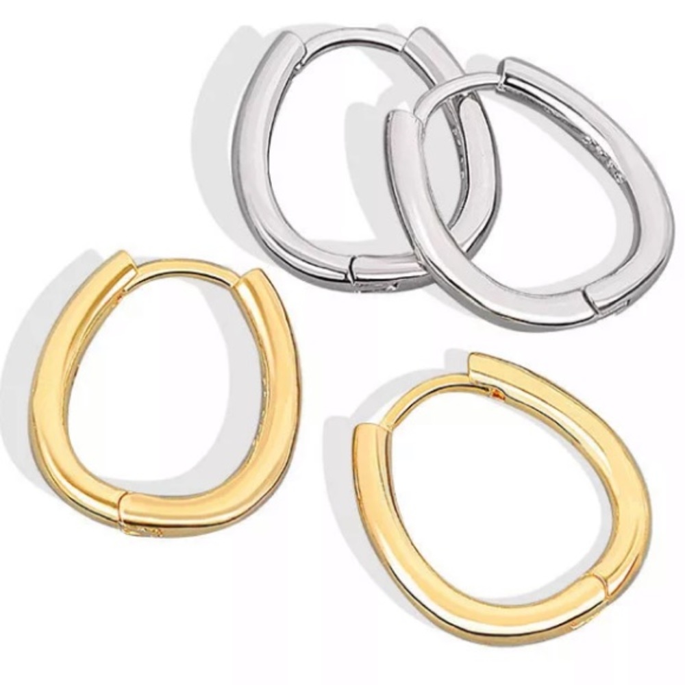 💫Insta gold plated sterling oval hoop earrings - Picture 3 of 4
